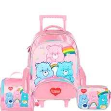 Kit Mochila de Rodinha Escolar Infantil Ursinhos Carinhosos Original Luxcel Promoção