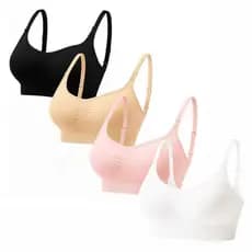 Kit de 4 Top Sutiã Feminino, Sensual Fitness com Alça e Fecho Ajustável | Bojo Removível Premium