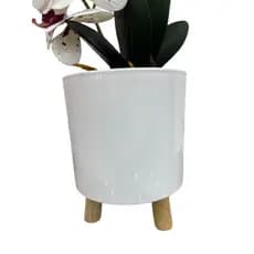 Vaso decorativo para decoração de interiores vaso de flores para plantas com tripé de madeira