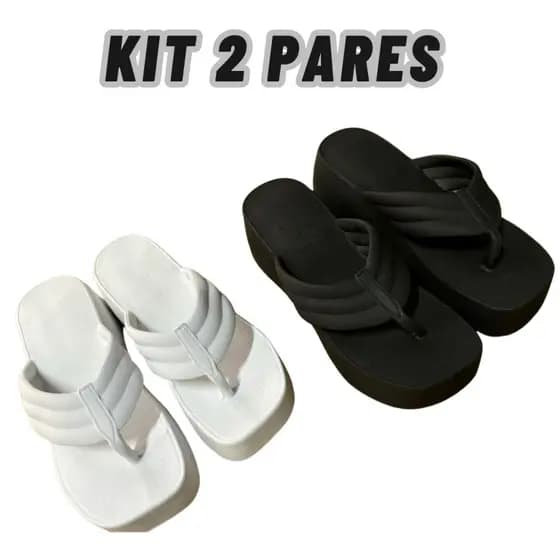 Kit Pares Tamanco Delta Nuvem Feminino Plataforma Blogueiras