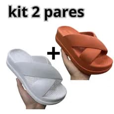 Kit Pares Chinelo Flat Puff Plataforma Nuvem Confortável Macio Lançamento
