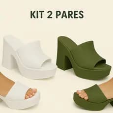 Kit Pares Tamanco Plataforma Salto Feminino Confortável