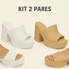 Kit  Pares Tamanco Plataforma Salto Alto Confortável