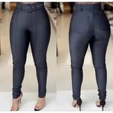 Calça Feminina com cinto couro Cirre modeladora montaria courino legging