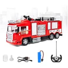 Caminhao Carro Carrinho Corpo Bombeiro Com Controle Remoto Acende Giroflex com Som e Lança Agua