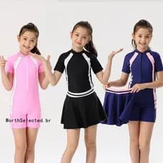 Maiô De 6 Meninas Para Crianças Uma Peça Saia Menina Estilo Princesa 6-8-12 Anos De Idade Alunos De Treinamento Profissi