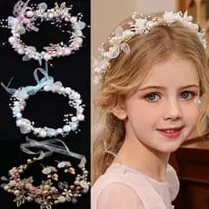 Conjunto De Brincos E Tiara De Flor De Pérola De Cerâmica , Rosa Artificial Romântica , Coroa De Espírito Sensual Para C