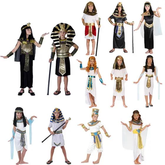 Adequado para fantasias de dia das crianças faraó egípcio, rainha, príncipe e princesa trajes romanos de Halloween Z4YK