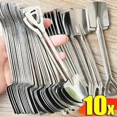 Colher De Pá De Aço Inoxidável De 2/10 Unidades-Mini Colheres De Sobremesa De Frutas E Chá De Café-Conjunto De Talheres