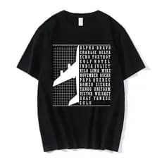 Camiseta Estampa Alfabeto Fonético Avião - Camisa de Malha 100% Algodão - Envio Imediato - VS Shopp