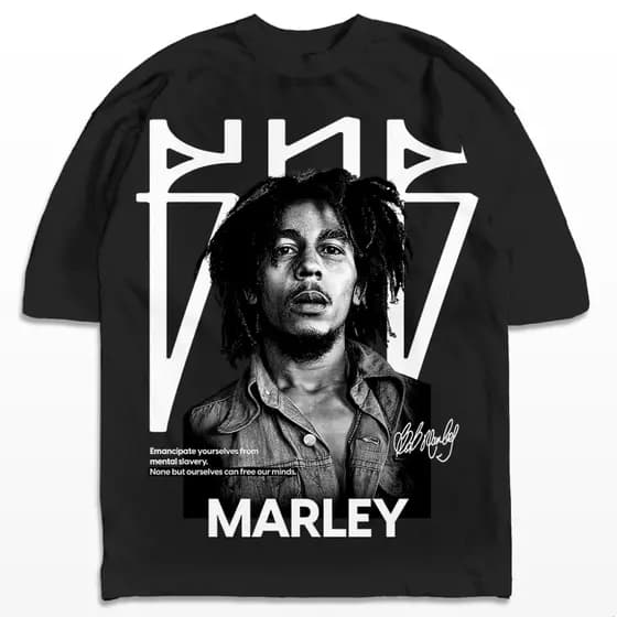Camiseta Oversized Bob Marley Mental Slavery Reggae Camisa Unissex 100% Algodão - Envio Imediato - VS Shopp