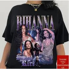 Camiseta Unissex Estampa Cantora Pop Rihanna - Camisa de Malha 100% Algodão - Envio Imediato - VS Shopp