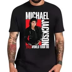 Camisa Michael Jackson Bad World Tour 1988 Camiseta Unissex 100% Algodão - Envio Imediato - VS Shopp