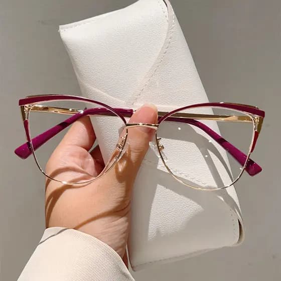 VisãoPerfeita Óculos Olho De Gato óculos para perto feminino óculos diferente feminino Anti-Luz Azul Metal