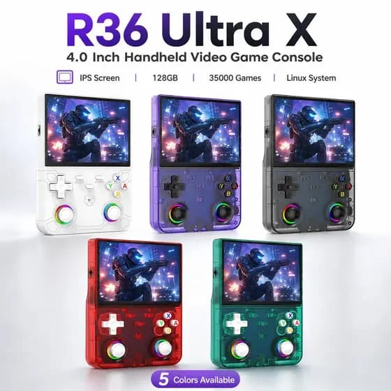 R36 Ultra X Console De Videogame Portátil Tela IPS 128 Gb 35000 Jogos Player De Bolso Pré-Carregado Com Sistema Linux