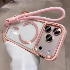 Luxo Magnético Transparente Caso De Telefone Para iPhone 11 12 13 14 15 16 17 Pro Max Plus Claro Suporte Lente Proteção