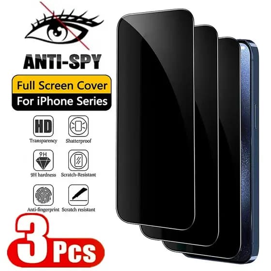 3 peças película privacidade Protetor De Tela Vidro Temperado Para iPhone 17 16 11 12 13 14 15 Pro Max XR Plus Air