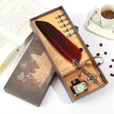 1 Conjunto Caneta Esferográfica Com Penas Vintage