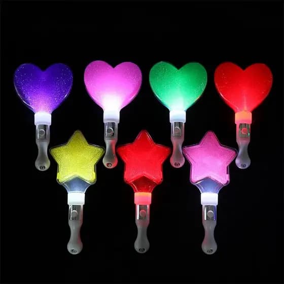 [Rhian] 1 Unidade De Mudança De Cor LED Brilho Varanda Em Forma De Coração Tubo De Torcida De Concerto Luminoso Estrela