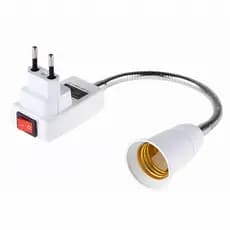 Adaptador Extensão Flexível para Lâmpada E27 com Soquete e Interruptor