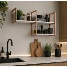 Nicho Prateleira Suspensa Estilo Industrial Teto E Parede Rose Gold