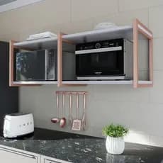 Suporte Duplo Microondas Forno Estilo Industrial Ferro 1,20 Rose
