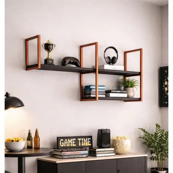 Prateleira Moderna Nicho Estilo Industrial Preto e Cobre Daltiris