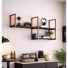 Prateleira Moderna Nicho Estilo Industrial Preto e Cobre Daltiris