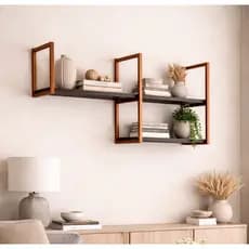 Nicho Prateleira Suspensa Estilo Industrial Teto E Parede Cobre Preto