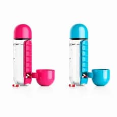 Garrafa de Água 700ml com Porta Comprimidos Organizador de Remédios e Vitaminas Diário e Semanal