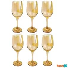 Kit 6 Taças de Vidro Âmbar 330ml Jogo Mesa Posta Jantar Bar Restaurante Festa Presente Casamento