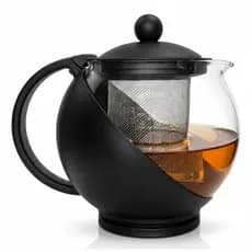 Bule de Vidro Chaleira 1,25L Infusor Inox Chá Café Térmico Transparente Resistente Jarra Eficiente