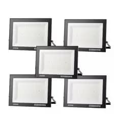 Kit 5 Refletor Projetor Led 30cm Economax Branco Frio 200w