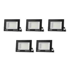 Kit 5 Refletor Projetor Led 11cm Economax Branco Frio 50w