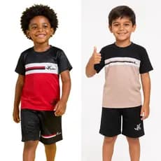 Kit combinação conjunto masculino infantil - NESCAU + TODDY - Conjuntos com camisa e short - Kit com 04 peças - conjunto