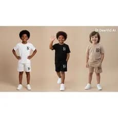 Conjunto Infantil Masculino Camiseta e Bermuda Estiloso - com variações - DUPRETO / DUBRANCO e DUDU - Modelos  Kvani Joy