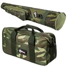 Kit Organizador De Pesca Bolsa Porta Traia + Porta Varas Tubular Com Zíper e Alça Camuflado