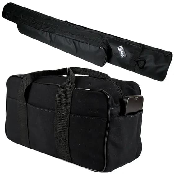 Kit Bolsa De Pesca + Porta Varas Preto Com Zíper Ideal Para Transporte Seguro E Prático Reforçada