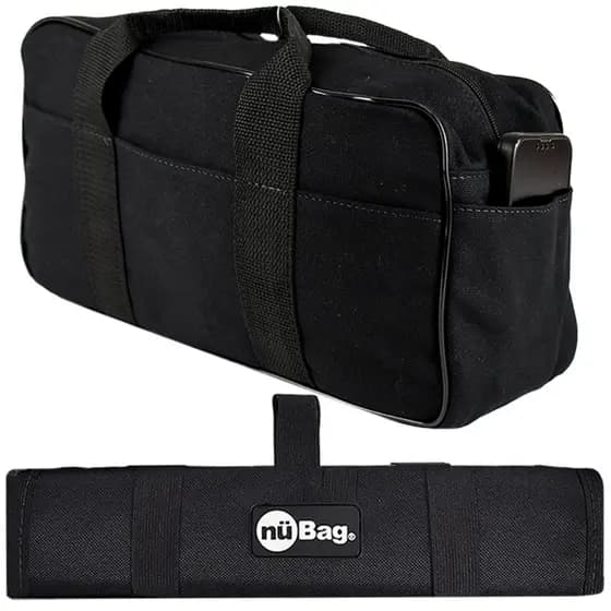 Bolsa de Mão Preto p/ Pesca com Duas Alças Reforçadas e 01 Organizador Porta Anzol Traia Organizada