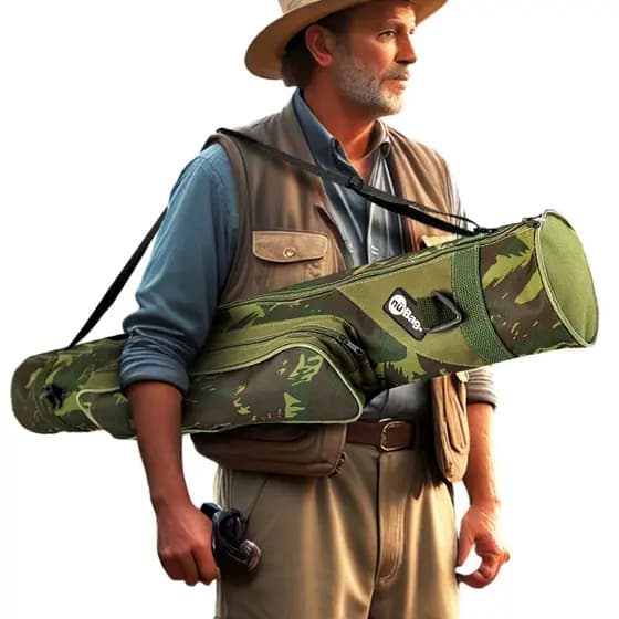 Bolsa Para Pesca 100cm Porta Varas Traia Nylon 600 Com Bolso Frontal E Alça Capa Resistente Kit