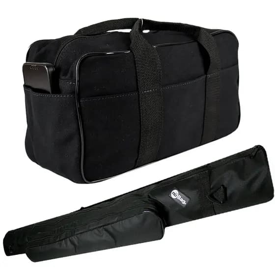 Kit Bolsa De Pesca e Porta Varas Ideal Para Pescadores Amadores E Profissionais Preto Alta Qualidade