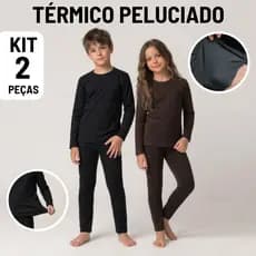Kit 2 Conjunto Térmico Pelúciado Infantil Juvenil Menina Menino unissex Segunda Pele Flanelado