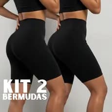 KIT 2 Bermuda Legging Feminino Suplex Cintura Alta Academia Yoga Ciclismo Zero Transparência