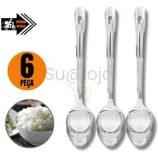 KIT 6 Ou 4 Colher De Arroz GRANDE Cabo Longo 100 % Aço Inox  Casa Restaurante Buffet