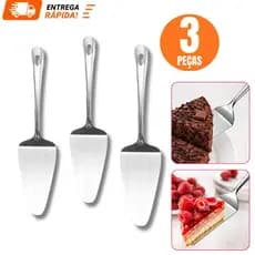 KIT 3  ou 1 Espátula para Cortar Bolo Torta e Pães de Aço Inox 27,5CM