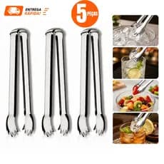 Kit Mini Pegador de Carne 12,5 cm 100% Inox Churrasco Gelo Fruta para Churrascaria Cozinha Restaurante  MULTIUSO