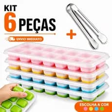 Kit  Formas De Gelo Silicone Com Tampa Rígida Flexível Fundo 14 Cubos Retangular Multiuso Lavável - Escolha A Cor