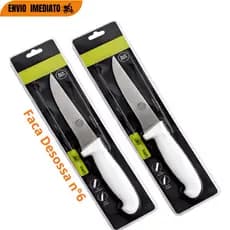 Facas para Desossar Profissional Nº6  2 Ou 1 Unidade Premium  Lâmina em Aço Inox e Cabo Ergonômico