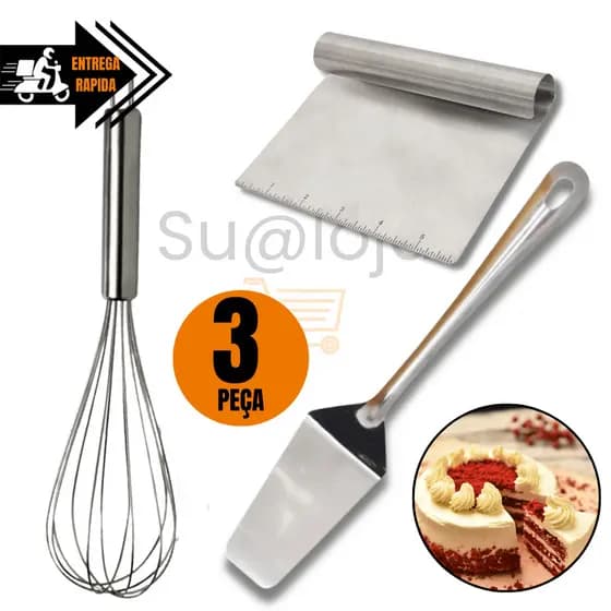 Batedor De Ovo De Aço Inox Espatula De Bolo Espatula Tubular Pra Cozinha Restaurante Casa