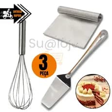 Batedor De Ovo De Aço Inox Espatula De Bolo Espatula Tubular Pra Cozinha Restaurante Casa